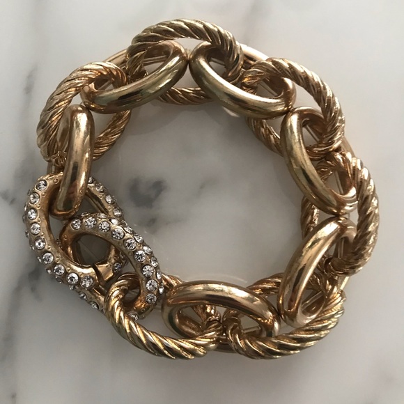 Gold Chunky Pave Chain Link Bracelets - Picture 3 of 4